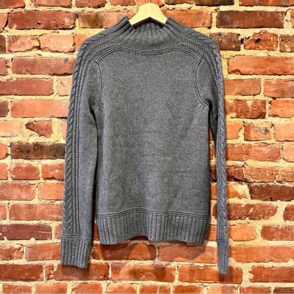 Roots Mockneck Sweater Cable Knit Cashmere Wool Blend Size Small Gray - Picture 1 of 6
